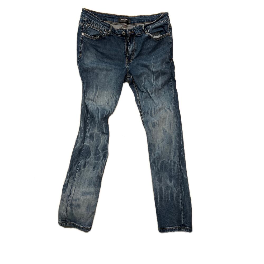 Se Renade Stonewash Flames Slim Fit Jeans Mens 38x29